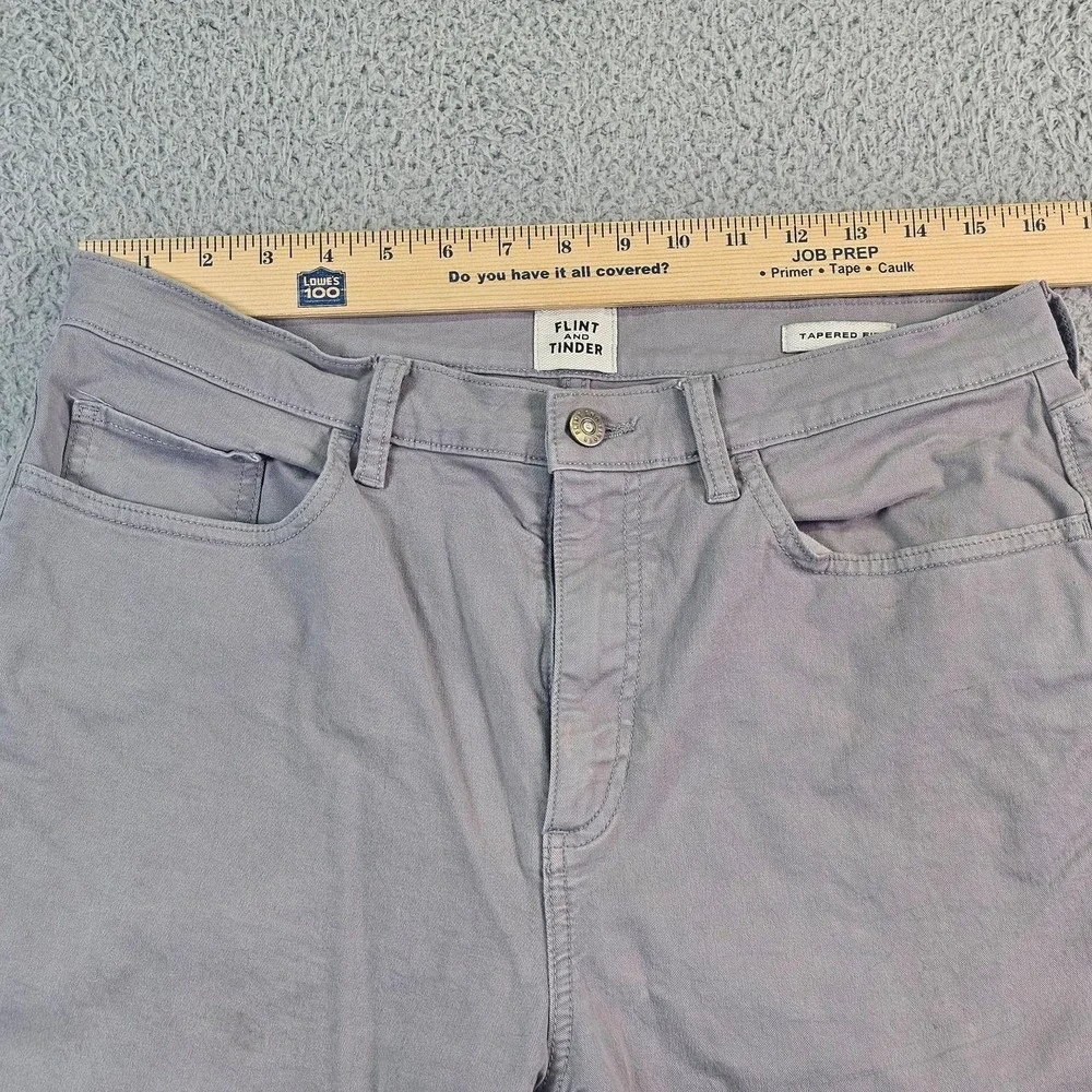 Flint And Tinder Pants Mens 33x34 Gray Chino 5 Pocket Tapered Fit Stretch Casual